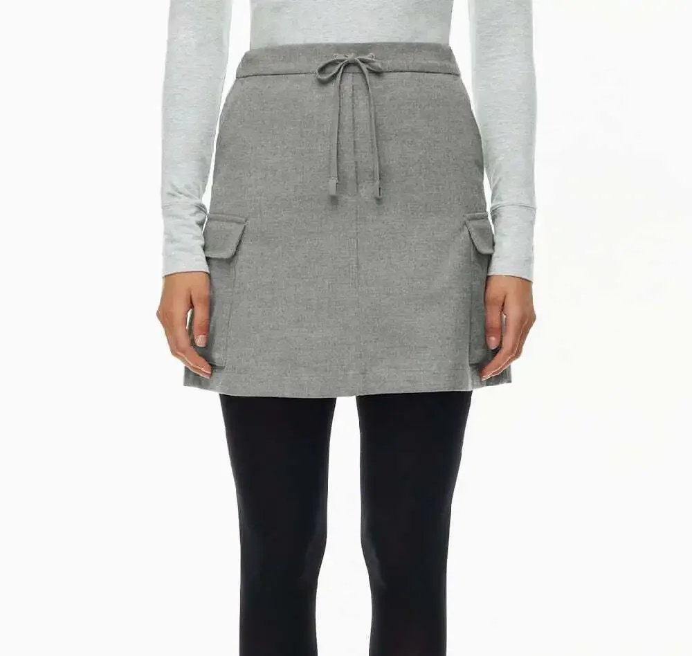 NWT The Group Babaton Cape Cargo Mini Skirt in Heather Light Grey Medium - Picture 1 of 9